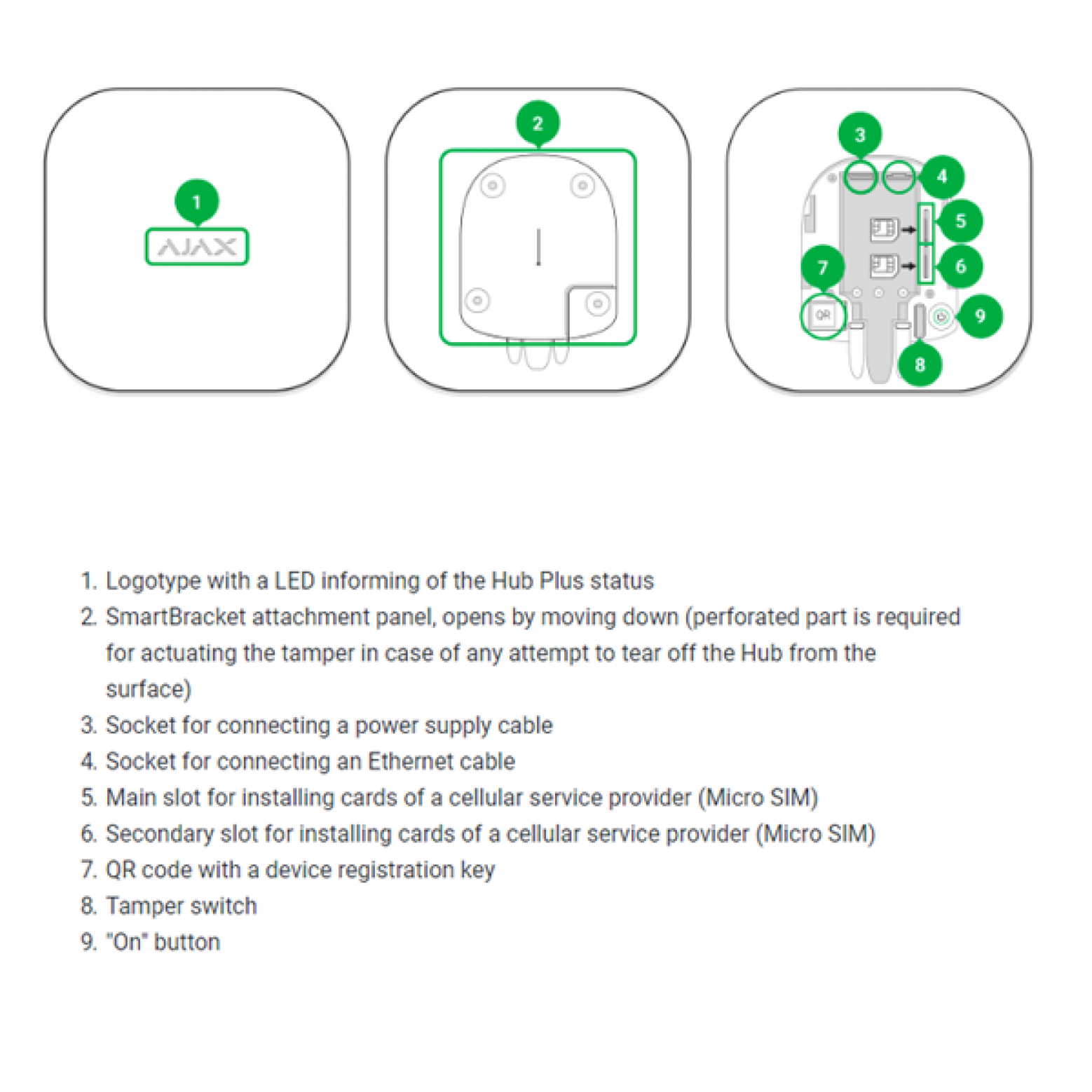 AJAX hub PLUS wireless alarm system white/black