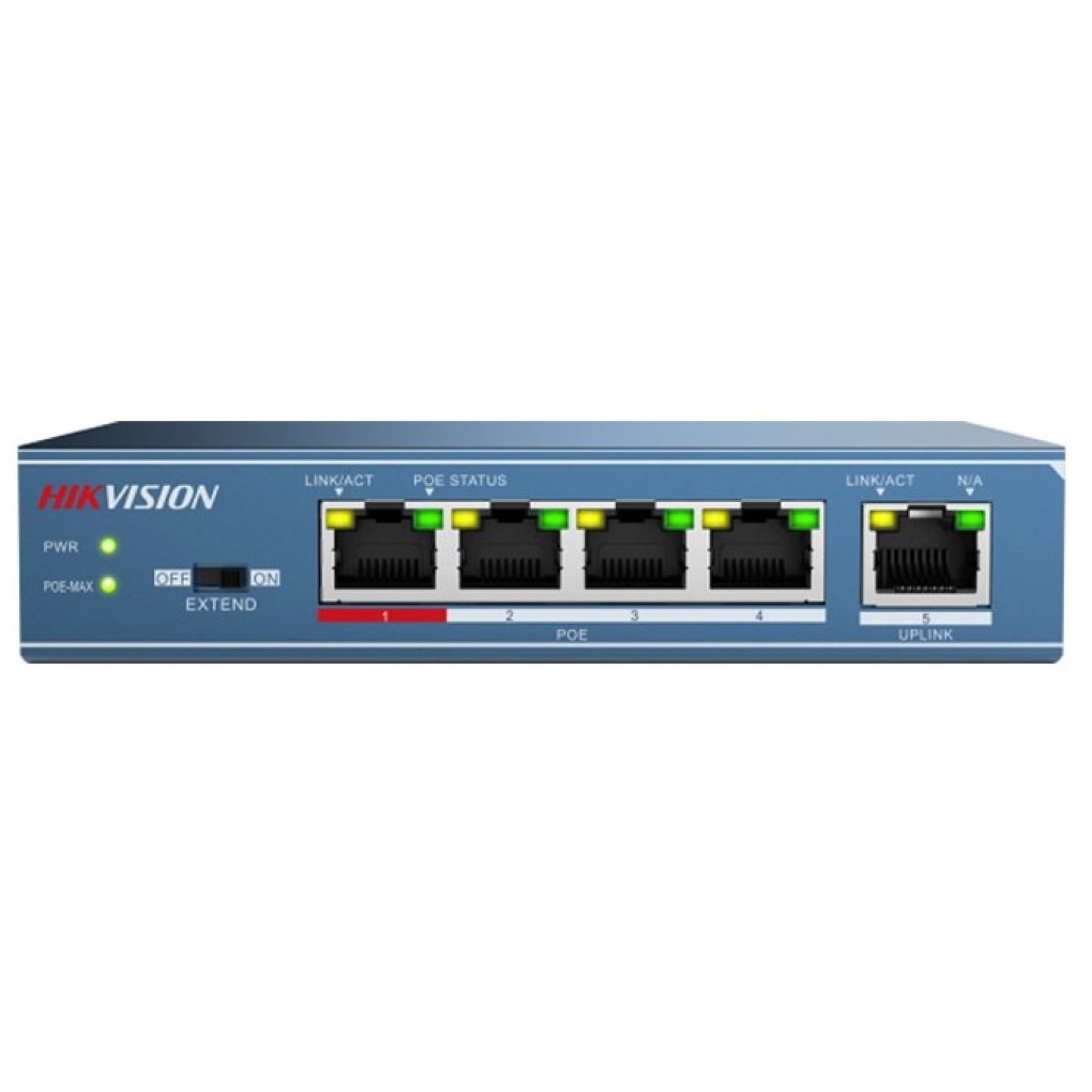 Hikvision DS-3E0105P-E Netwerk Switch 4 PoE poorten, 250meter PoE bereik