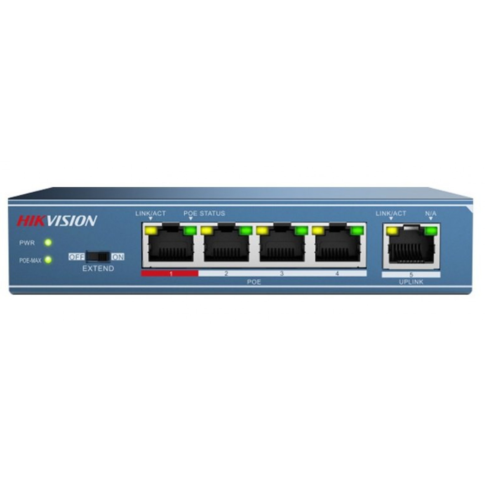 Hikvision DS-3E0105P-E Switch de Rede 4 Portas PoE, 250 metros de alcance PoE