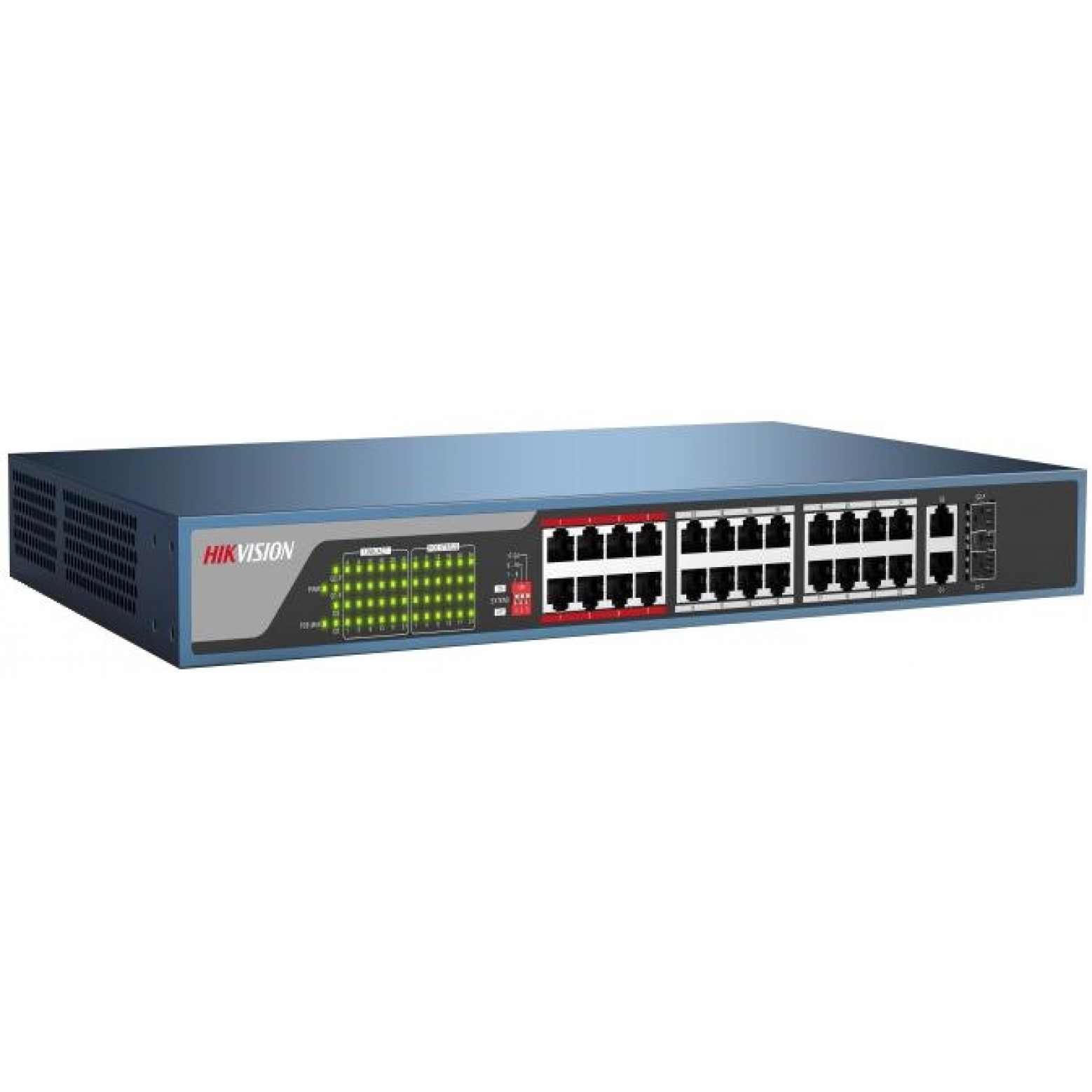 Conmutador de red Hikvision DS-3E0326P-E 24 puertos PoE Alcance de 250 metros PoE