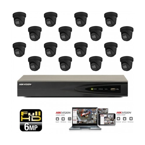 Hikvision IP camera set 16x turret 6 megapixel Full HD