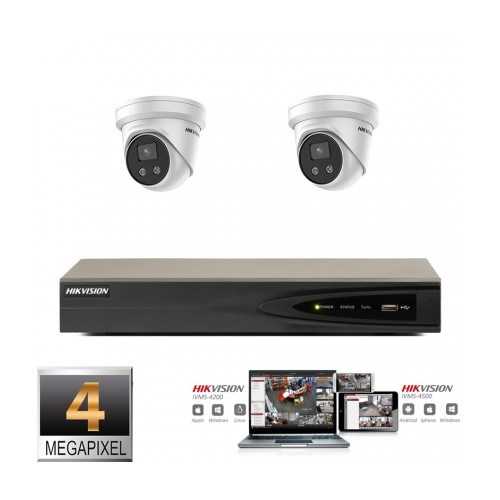 Hikvision IP camera set 2x turret 4 megapixel Full HD