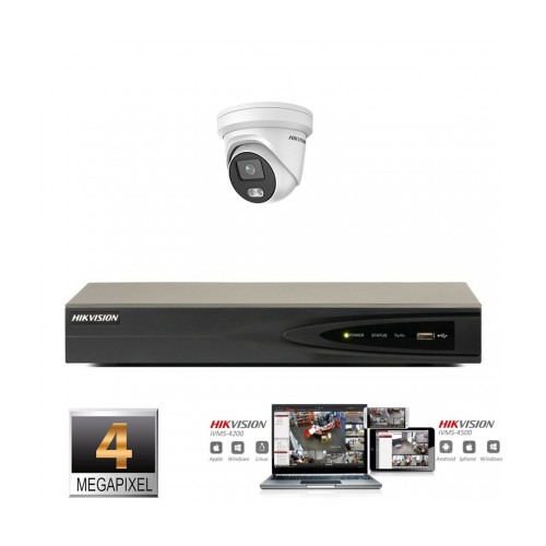 Hikvision IP ColorVu camera set 1x turret 4 megapixel Full HD
