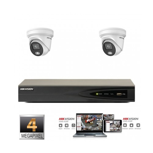 Hikvision IP ColorVu camera set 2x turret 4 megapixel Full HD
