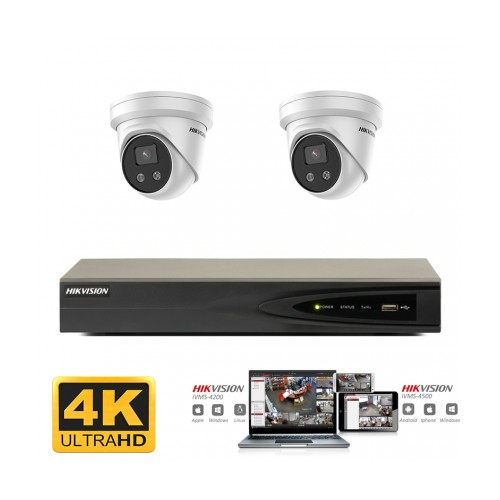 Hikvision IP camera set 2x turret wit 8 megapixel (4K) Full HD
