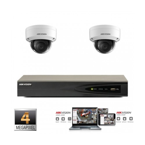 Hikvision IP camera set 2x dome 4 megapixel Full HD
