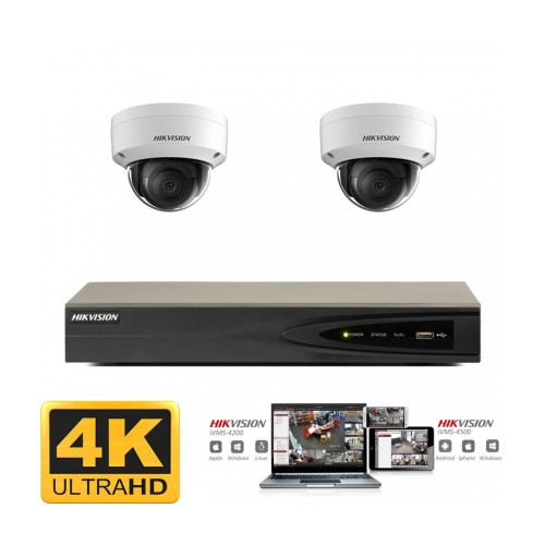 Hikvision IP camera set 2x dome 8 megapixel (4K) Full HD