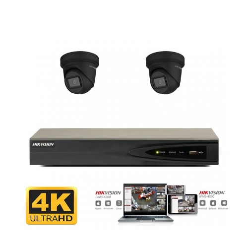 Hikvision IP camera set 2x turret zwart 8 megapixel (4K) Full HD