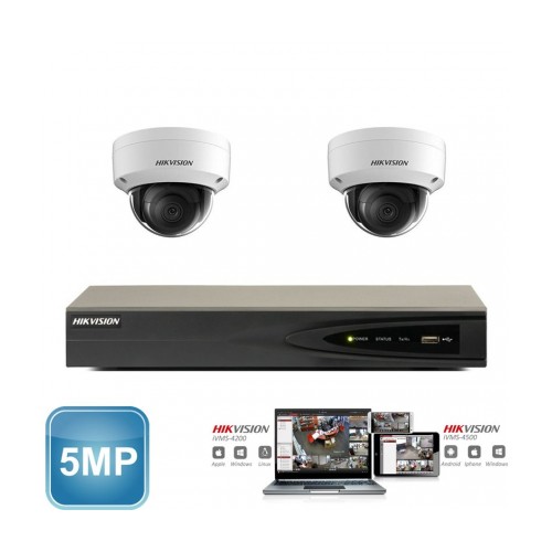Hikvision IP camera set 2x dome 5 megapixel Full HD