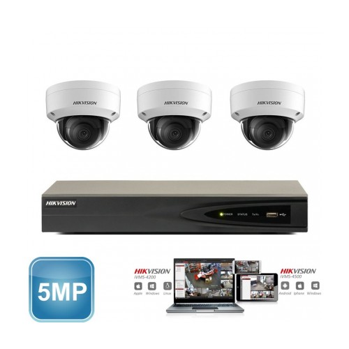 Hikvision IP camera set 3x dome 5 megapixel Full HD