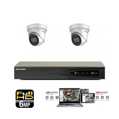 Hikvision IP camera set 2x turret 6 megapixel Full HD