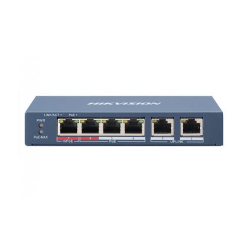 Hikvision DS-3E0106HP-E PoE switch, 1x High PoE, 3x PoE, 100M Unmanaged