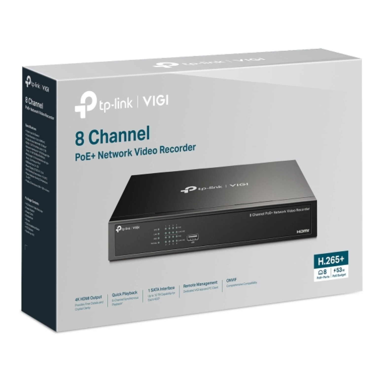 TP-Link By VIGI - NVR1008H-8P - 8 Kanaals - PoE - IP - NVR