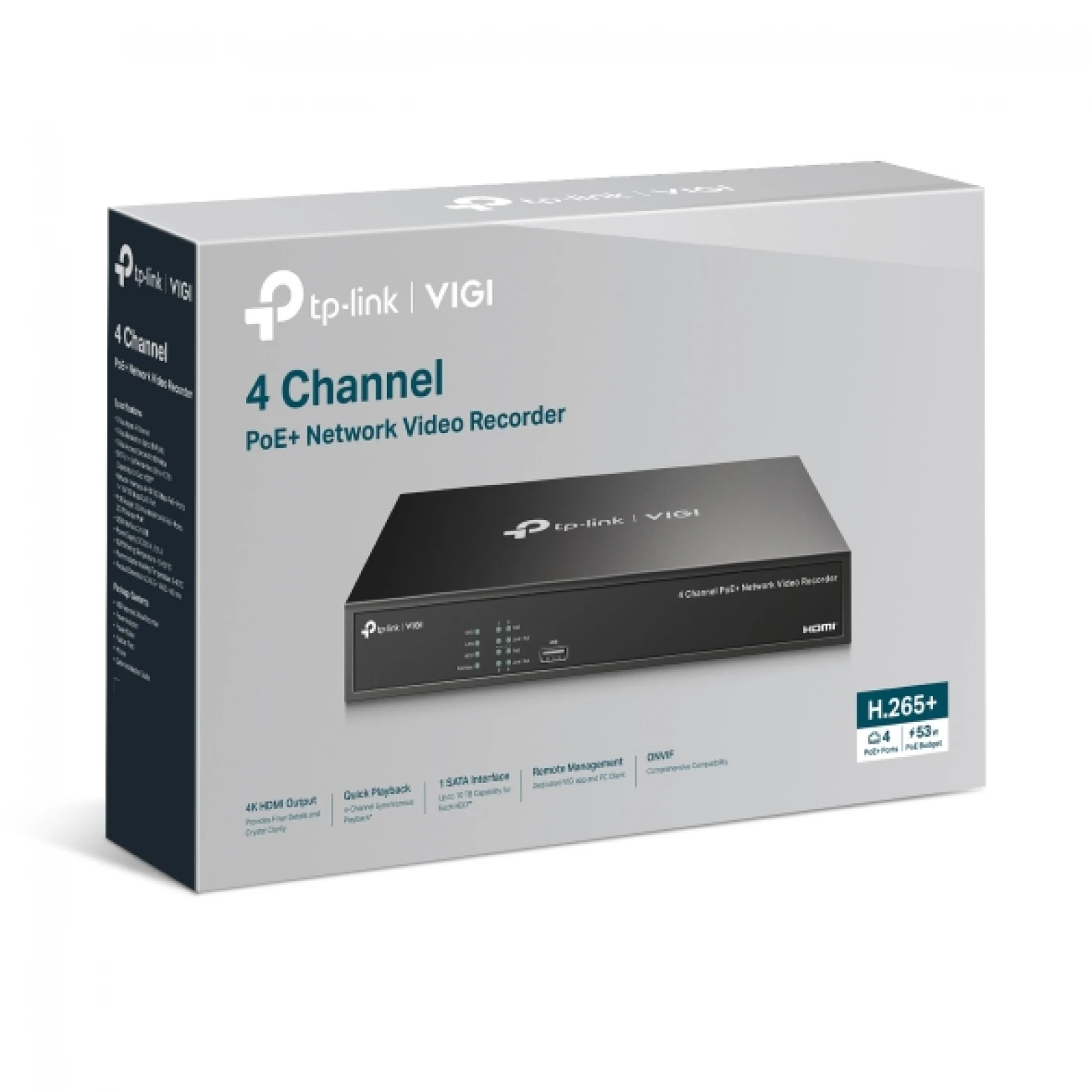 TP-Link By VIGI - NVR1004H-4P - 4 Kanaals - PoE - IP - NVR 