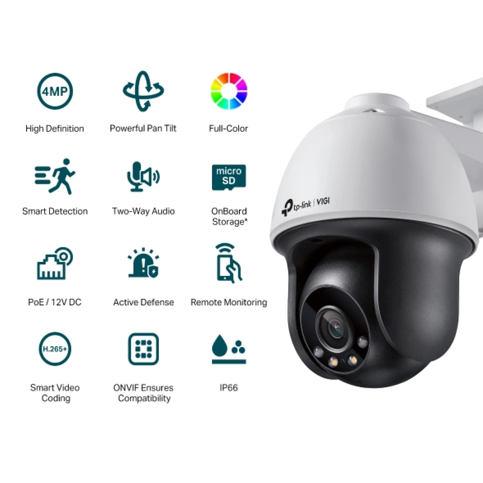 VIGI By TP-link - C540SI - 4MP - ColorPro - Pan Tilt Camera - Wit