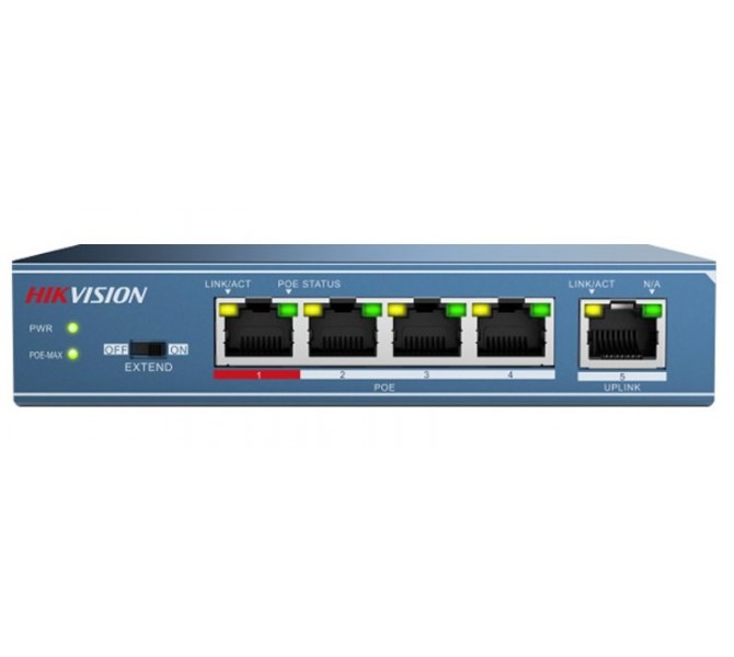 Hikvision DS-3E0505P-E - 4 Kanaal - PoE Switch